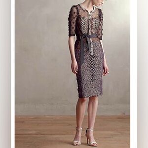 Anthropologie Allusione Sheath Dress Sz 0 Beguile Byron Lars Artsy Mixed Media